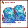thumbnail image 2 of Mermaid Scales Fish Scale Blue Drawstring Gift Bag Soft Pouch Reusable Favor Bags for Christmas, Halloween, Candy, Wedding, Birthday, 2 of 7