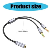 BIBABLYKE 3.5mm Jacks Sound and Microphones Splitter Cable, Braided Aux Adapter Female to 2 Male for PC, Gaming Headsets, Laptop