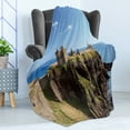 thumbnail image 4 of Scotland Soft Flannel Fleece Throw Blanket, Dunnottar Castle with Blue Sky in Stonehaven Architecture European, Cozy Plush for Indoor and Outdoor Use, 70" x 90", Multicolor, by Ambesonne, 4 of 5