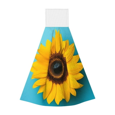 

Coaee Golden Sunflower in Blue for Fast Absorbent Hanging Towels with Velcro for Kitchen Bathroom Laundryroom