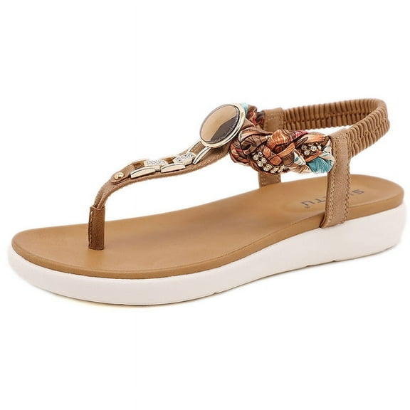 Bohemia Style Clip Toe Sandals Women Summer Flat Heels Gladiator Sandals Woman Rome Beach Shoes Flip-Flops