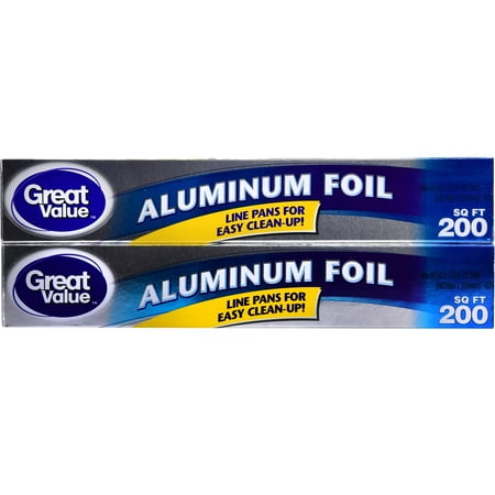 Great Value Aluminum Foil, Twin Pack, 200 sq ft