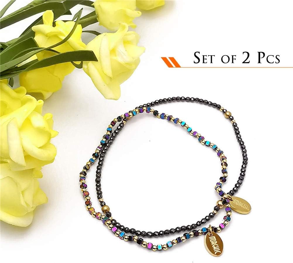 Womens Hematite Anklet, Handmade Foot Chain, Elastic Beach Chakra Jewelry[o5155]