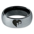 thumbnail image 2 of Tungsten Heart Yin Yang Dog Cat Lovers Band Ring 8mm Men Women Comfort Fit Black Dome Brushed Gray Polished, 2 of 4