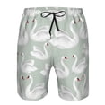 thumbnail image 3 of Honeii's White Birds Print Men's Casual Shorts with Drawstring，Swim Trunks Quick Dry Beach Shorts, 3 of 5