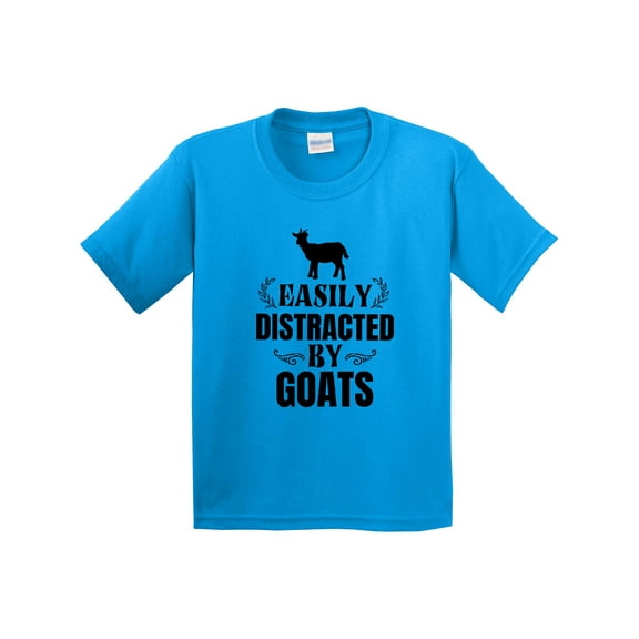Inktastic Easily Distracted by Goats Youth T-Shirt