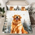 thumbnail image 2 of Homewish Kawaii Golden Retriever Twin Sheet Sets,Pet Lovers Twin Fitted Sheet,Gold Christmas Snowflake Flat Sheet For Girls Boys,Luxury Bedroom Decor,3-Piece, 2 of 7
