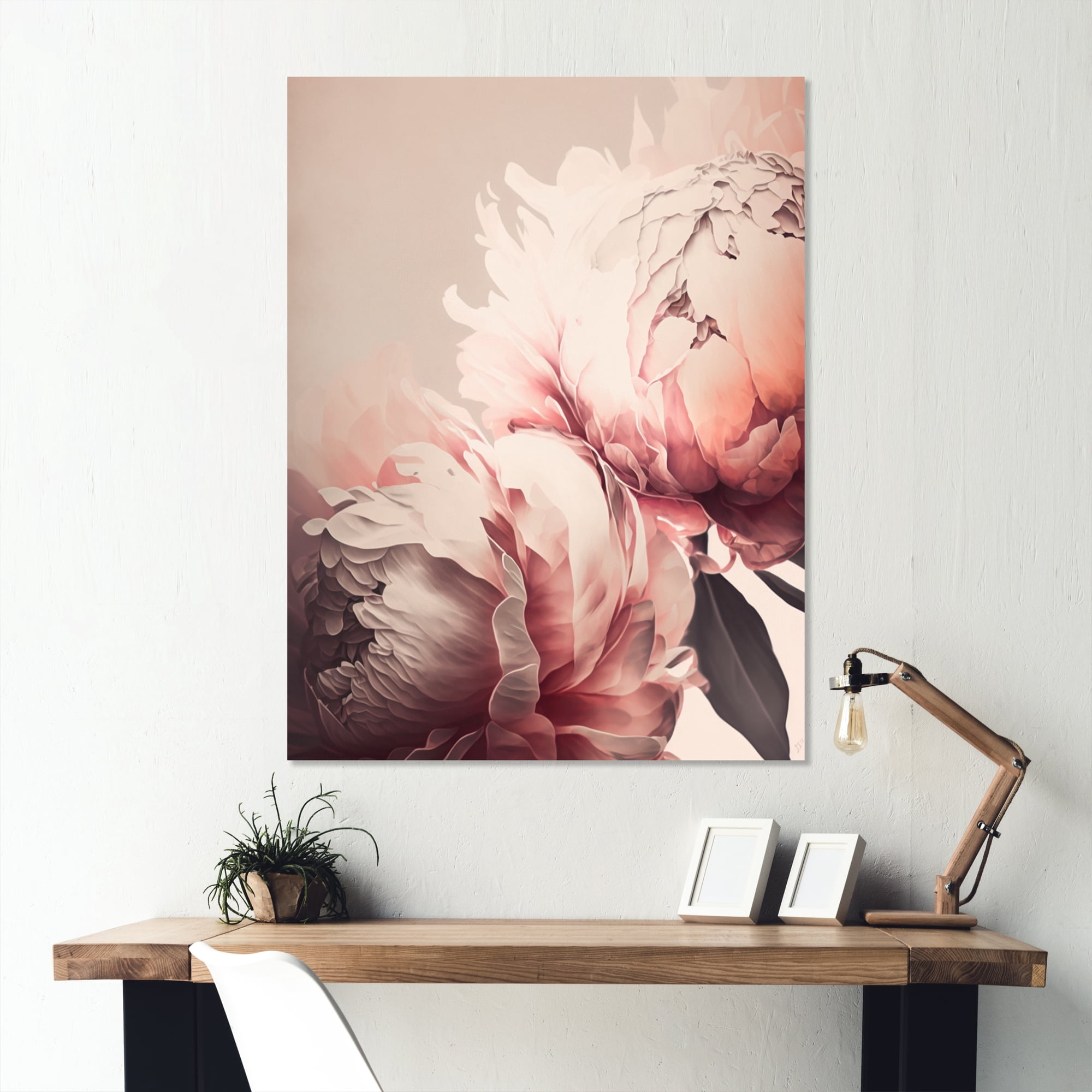 Designart Pink Peony Flower I Canvas Wall Art