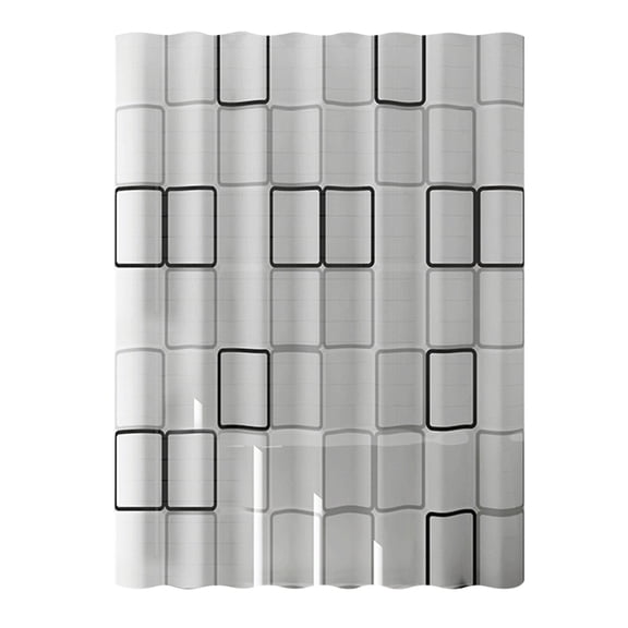 PEVA Waterproof Shower Curtain with Large Checkered Pattern, Dry Wet Separation Bathroom Partition, Mildew Resistant Lightweight Design (Grey, 80x180cm)