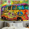 thumbnail image 2 of YIKUMA  Tapestry Hippie Wall Art 70s Colorful Happiness Groovy Vintage Truck Flower Mushroom Retro Trendy Funny Fancy Wall Hanging Bedroom Living Room Dorm Decor Painting, 2 of 6