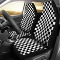 thumbnail image 5 of Funda de asiento de coche a cuadros en blanco y negro, 2 piezas, funda de asiento delantero que se adapta a la mayoría de los accesorios de coche, funda protectora de asiento de SUV, 5 of 5