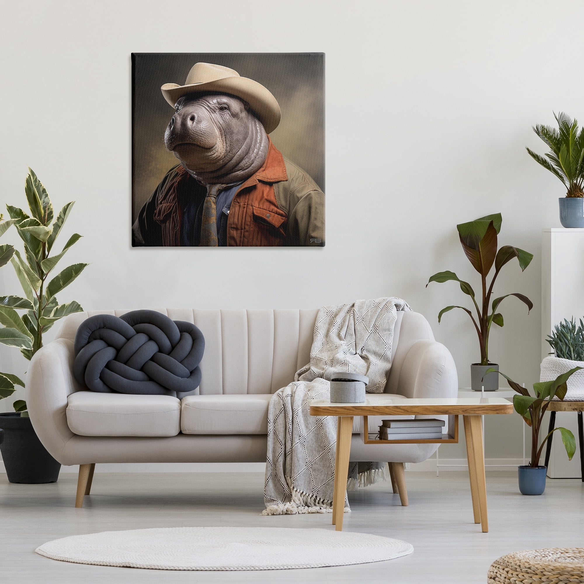 Stupell Industries Southern Sheriff Manatee Animals & Insects Painting Gallery Wrapped Canvas Art Print Wall Art, 36 x 36
