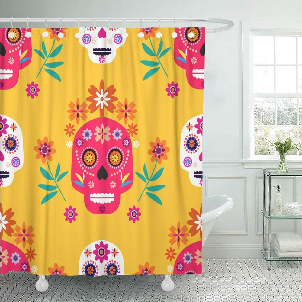 KSADK Mexican Sugar Skulls and Colorful Flowers for Celebration Traditional Mexico Shower