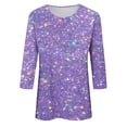 thumbnail image 5 of Womens Tops Short Sleeve Three Quarter Sleeve Sequin Print Fashionable Casual T Shirt Fashion Clothes Blouses Dressy Casual Women, 5 of 5