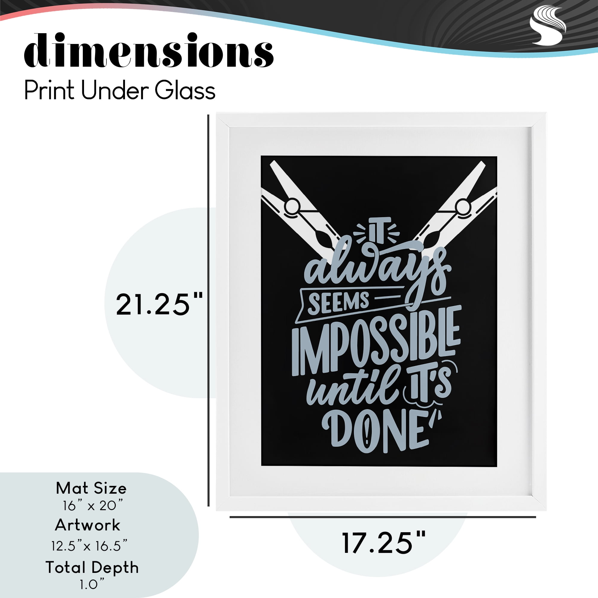 Impossible Until It's Done White Framed Print Under Glass, design by Jesse Keith