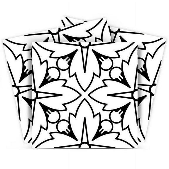 HomeRoots 390714 5 x 5 in. Black & White Silo Peel & Stick Removable Tiles