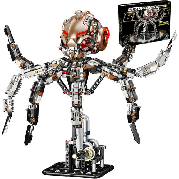 Remocguys Mechanical Octopus Building Block Set with Light Compatible with Lego Animal Model Decor for Adults Teens 1768 Pcs