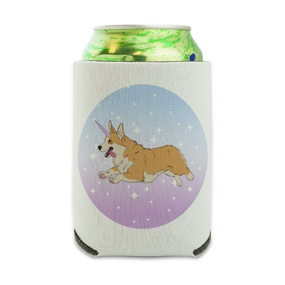 Unicorg Corgi Unicorn Can Cooler - Drink Sleeve Hugger Collapsible Insulator - Beverage Insulated Holder