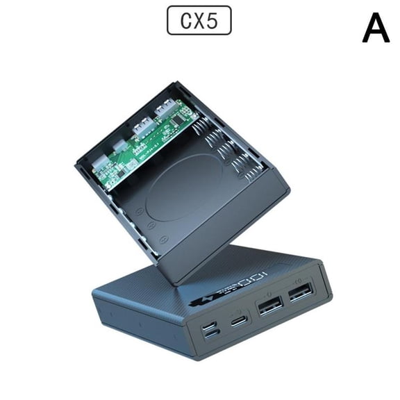 Cx5 Battery Power Bank Case 18650 Battery Dual Usb Type C Charge Storage Box Shell