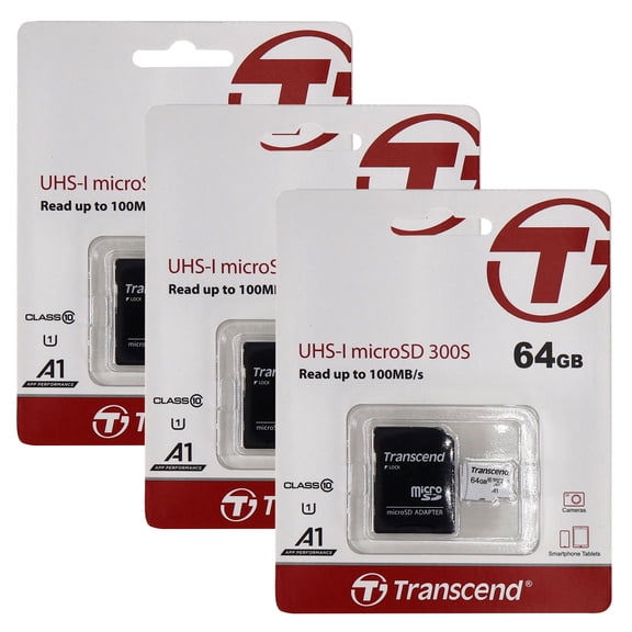 Tarjeta de memoria Transcend 64GB 300S UHS-I microSDXC con adaptador SD