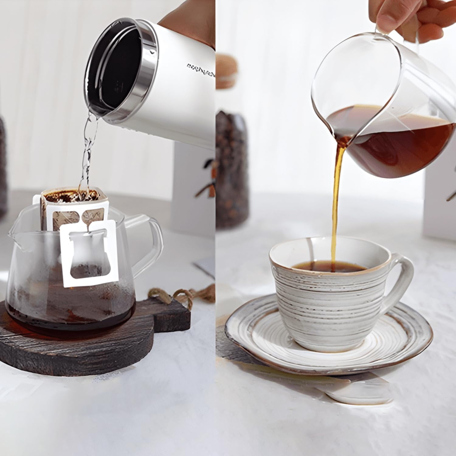 ABCISI Glass Coffee Server, 22oz Glass Coffee Carafe Manual Pour Over Coffee Maker Teapot Clear Water Kettle Pitcher for Brewing Coffee Milk Tea, Ideal for Home, Office, and Café (22oz/650ml)