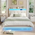 thumbnail image 6 of VEANERWOOD Full Size Lift Up Bed Frame with Storage Headboard, Upholstered Platform Bed with Charging Station, LED Lights, No Box Spring Needed, 6 of 9
