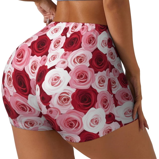 Fotbe Rose Shorts Sin Costuras – Shorts Deportivos de Cintura Alta para Mujer, Elásticos para Gimnasio, Yoga, Running o Ciclismo-Medium