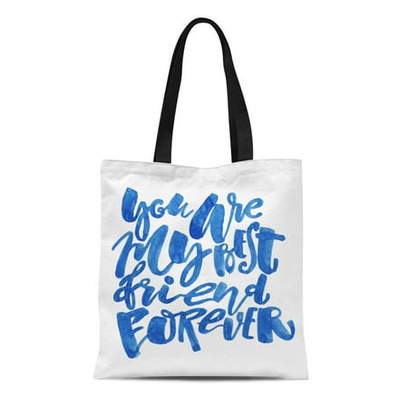 ASHLEIGH Canvas Tote Bag My Best Friend Forever Friendship Day Lettering Motivation Ink Reusable Shoulder Grocery Shopping Bags