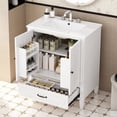 thumbnail image 2 of ENSHUI 30" Bathroom Vanity with Sink, Solid Wood Floor Standing Bathroom Vanity Cabinet with 1 Soft Close Drawer, Modern Bathroom Vanities with Adjustable Shelf, White, 2 of 9