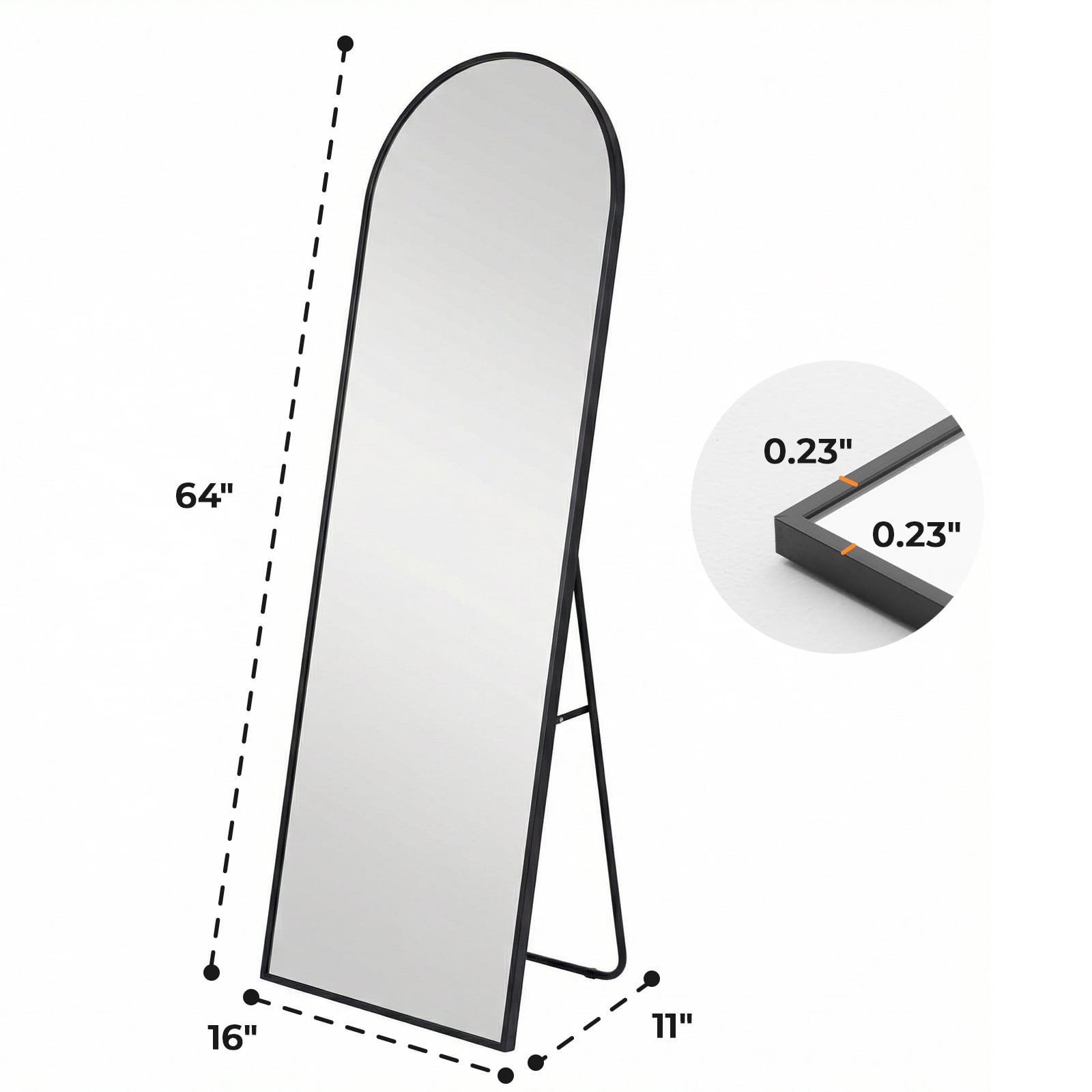 Alvantor 59"/64"/71" Full Length Mirror Floor Standing, Anti-Rust Aluminum Frame, Arch/Rectangle, Black/Gold
