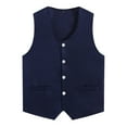 thumbnail image 4 of Freebily Kids Boys Girls Button Volunteer Vest Color V-Neck Sleeveless Waistcoat Activities Uniform Navy Blue M, 4 of 5