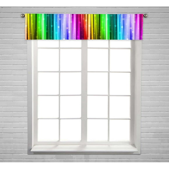 YUSDECOR Colored Striped Stardust Window Curtain Valance Rod Pocket 54x12 inch