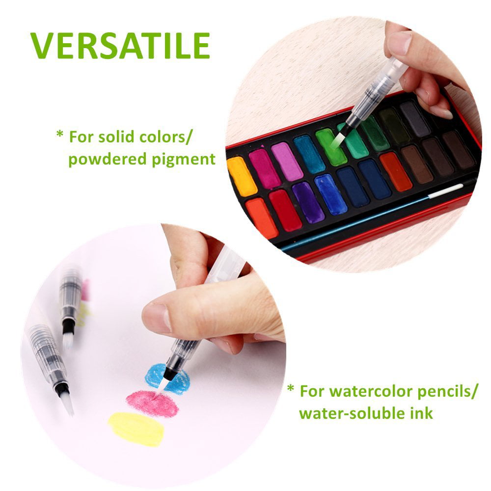 Mr. Pen Watercolor Brush Pens, 6 Pcs, Water Brush Pens for Watercolor, Water Color Pen, Watercolor Paint Pens, Refillable Watercolor Brush Pens