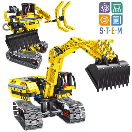 Kididdo Stem Building Set for Boys 6-12, Excavator Toy Construction Engineering Building Kit , 2 in 1 Model