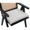 thumbnail image 6 of Guyou Modern Rattan Dining Chair Set of 2, Mid-century French Farmhouse Upholstered Solid Wood Armchair Reading Chair, Retro Accent Chair with Woven Back and Black Base, Beige Fabric, 6 of 14