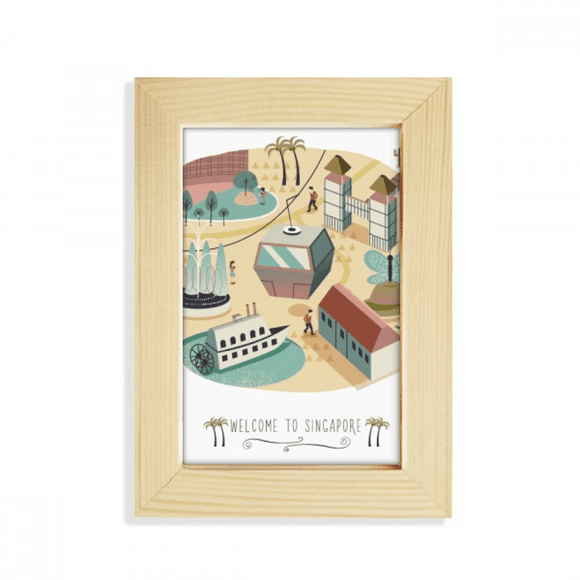 Singapore Theme Park Cable Car Desktop Display Photo Frame Picture Art Painting 5x7 inch