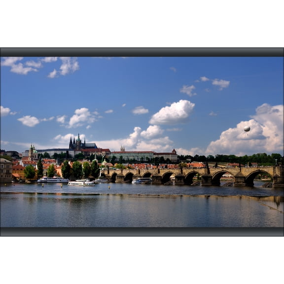 24"x36" Gallery Poster, Prague castle and Charles bridge Czechoslovakia