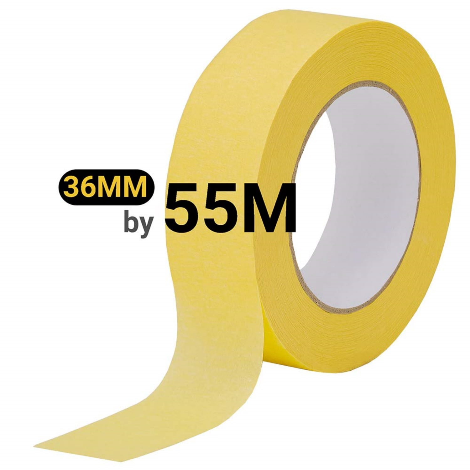 10-Pack Automotive Refinish Masking Tape Yellow 36mm x 55m, Cars Vehicles Auto Body Paint Tape, Automotive Painters Tapes Bulk Set 1.4-inch x 180-foot x 10 Rolls (600 Total Yards)