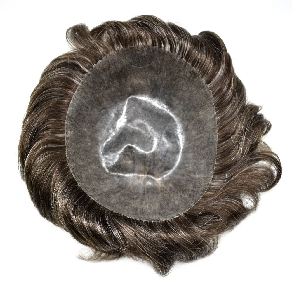 LYRICAL HAIR Toupee Hair for Men Thin Skin Mens Toupee Human Hair Replacement System 7"X9" All Poly Mens Hairpiece PU Injected Mens Wig Units