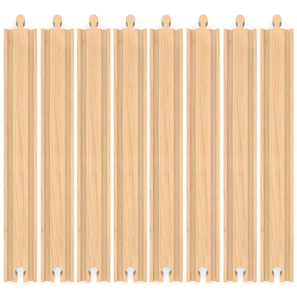 Vías de tren de madera Orbrium, 8 piezas, set extra largo de 30 cm