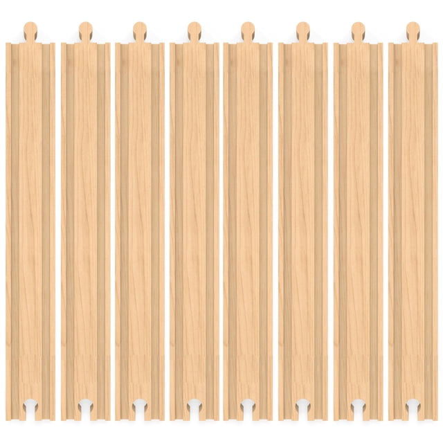 Vías de tren de madera Orbrium, 8 piezas, set extra largo de 30 cm