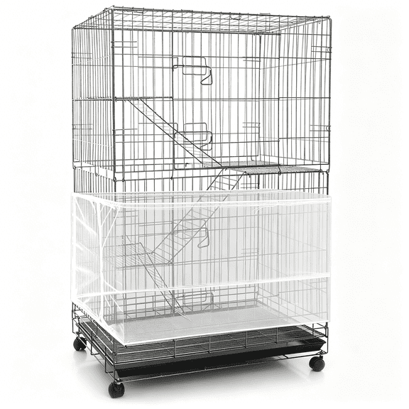 MISSMILE Large Bird Cage Seed Catcher, Bird Cage Cover Net Skirt Guard, Adjustable Soft Airy Mesh Net for Parrot Parakeet Macaw (118 x 15 Inch / 300 x 37 cm, White)