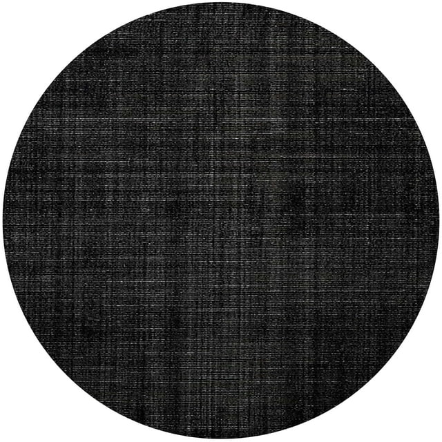 Ahgly Company Machine Washable Indoor Round Industrial Modern Night Black Area Rugs, 6' Round