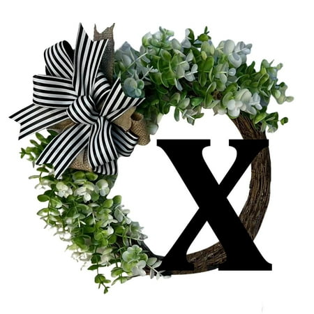 

Lomubue Farmhouse Wreath Simulation Alphabet Print No Fading 3D Bow Tie Decorate Last Name Year Door Wreath Household Decor