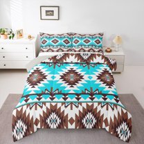 Manfei Hippie Geometric Aztec Bedding Comforter Set, Tribal Western Bohemian Twin Comforter Sets, Mandala Theme Reversible Bedding Set, Breathable Home Decor, 2 Pieces