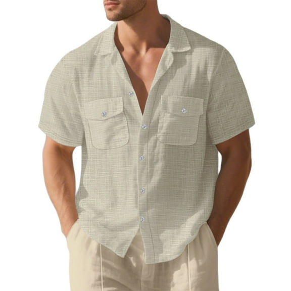 Mens Hawaiian Shirt, Short Sleeves Floral Button Down Beach Shirts Lapel Tops Slim Fit Breathable Tees Button Down Tops