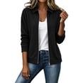 thumbnail image 6 of THNCYX Classic Faux Suede Collar Jacket Women Soft Button Front Relaxed Fit Long Sleeve Casual Elegant Everyday Fall Coat Outwear S-2XL, 6 of 7