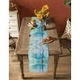 thumbnail image 4 of Teal Blue Owl Burlap Cotton Table Runner 14x72 Inches Long, Modern Flowers Birds on Branch Farmhouse Table Runners, Outdoor Dining Tablecloths Decor for Baby Shower/Party/Wedding, 4 of 6