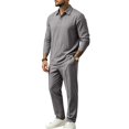 thumbnail image 6 of DORKASM Men's Linen 2 Piece Set Long Sleeve Shirt Pants Outfit Dark Gray XL, 6 of 6
