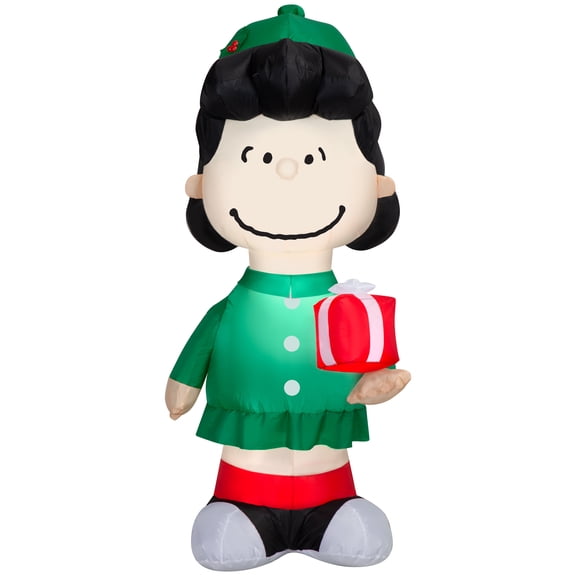 Airblown Christmas Yard Inflatable Light Lucy with Gift and Hat Peanuts, 5 ft